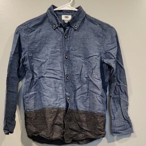 Old Navy Boys Blue and Black Button Down Dress Shirt Size M (8)